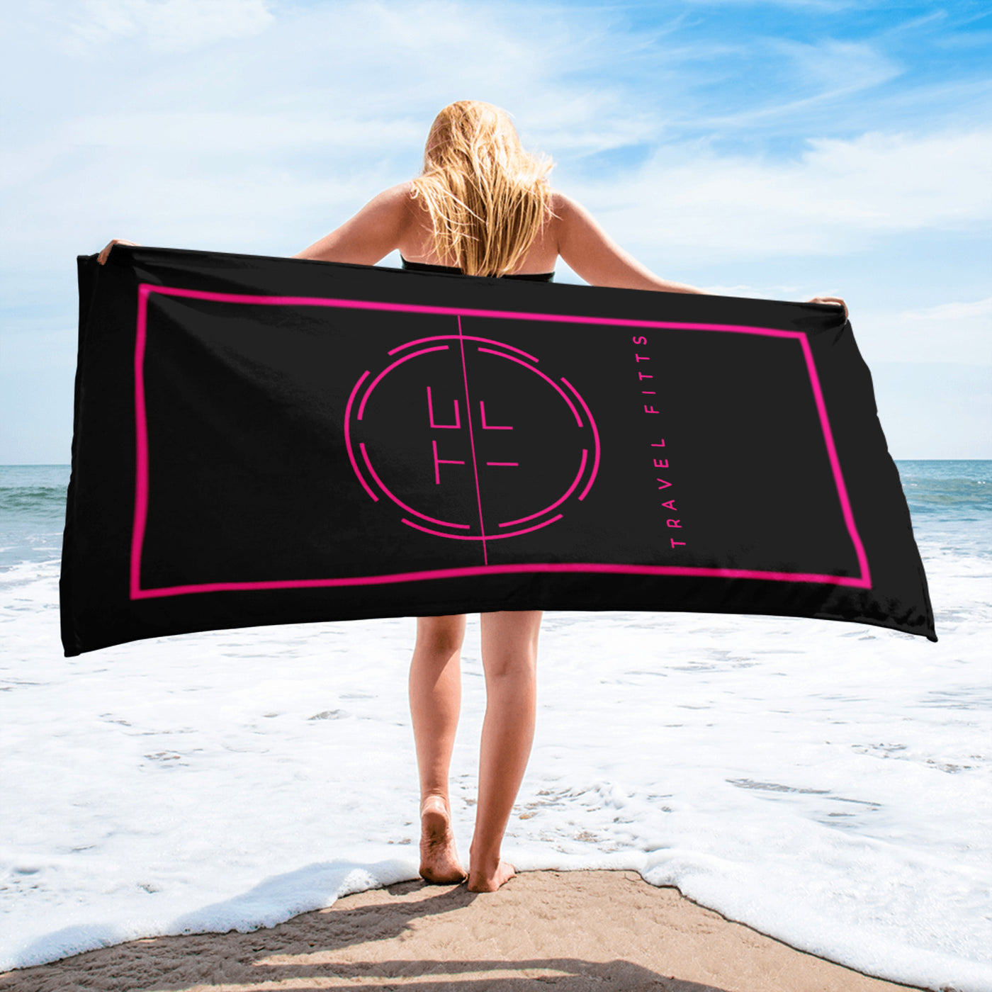 Pink “TF” Beach Towel